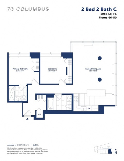 a floor plan of a unit with a bedroom and a bathroom